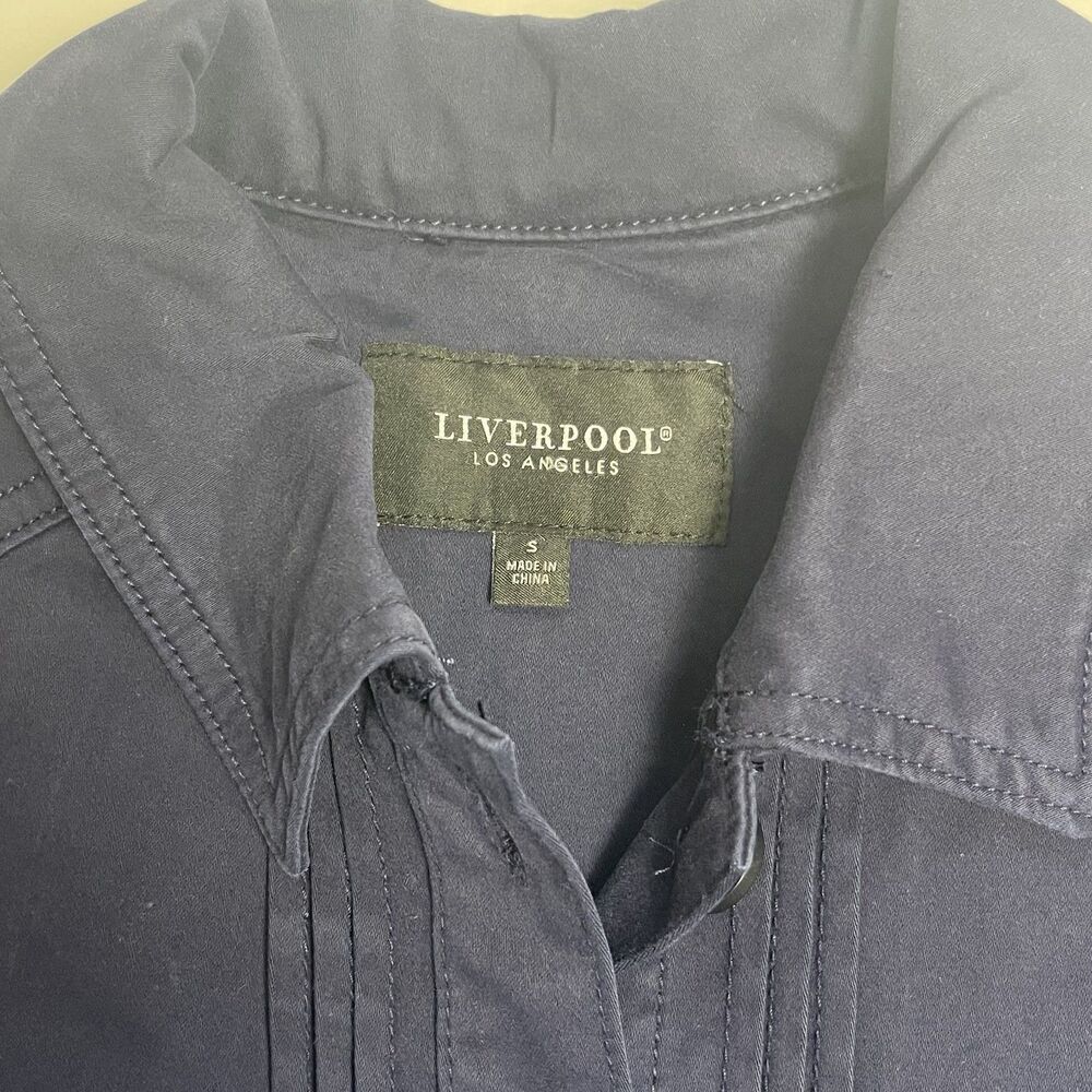 Liverpool Womens Navy Blue Shacket Sz S Button Up Cotton Blend Minimalist Casual - Picture 8 of 13